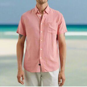 Rails Paros Linen Blend Shirt Mens XL Short Sleeve Pink Button-Up Lightweight